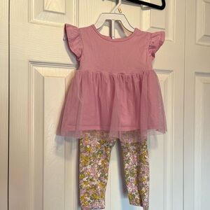 Carter's Pink & Floral Onesie, Top, & Leggings Set